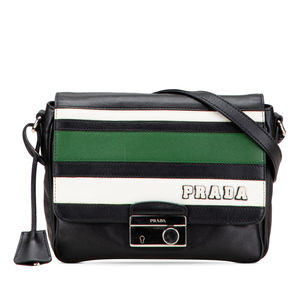 Pre-Loved Prada Saffiano Righe Sound Lock Crossbody